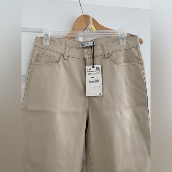 Zara Straight Leg Faux Leather Pants - Picture 3 of 6